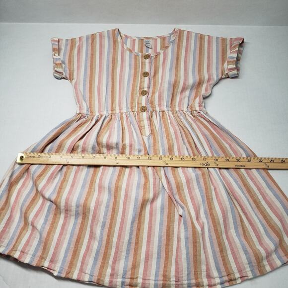 Carter's Linen Dress Girls 10/10A Pink Stripe Casual Short Sleeve Bohemian Beach - Picture 5 of 14